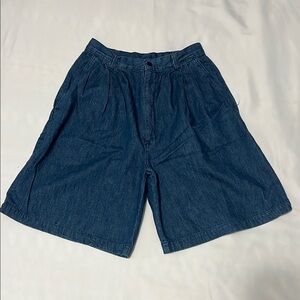 Vintage Time & Place High Rise Pleated Wide Leg Denim Shorts